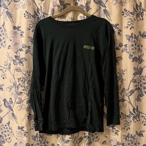 PINK Victoria's Secret dark green Long Sleeve Tee with Green Logo